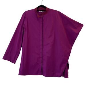 Wingate Button Up One Arm Blouse Size 2 (US 12/14) Eggplant Poncho Shirt Poncho